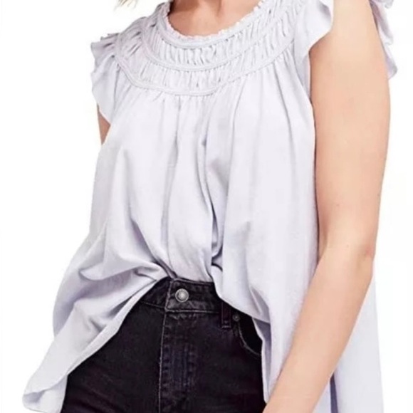 We The Free Tops - We The Free People SZ L Light Blue Sleeveless Top with ruffles